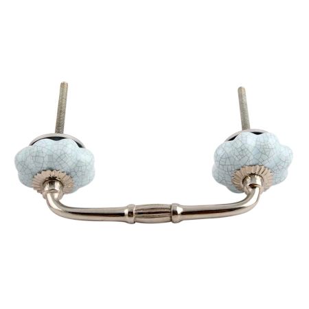 Baby Blue Crackle Ceramic Melon Bridge Handle